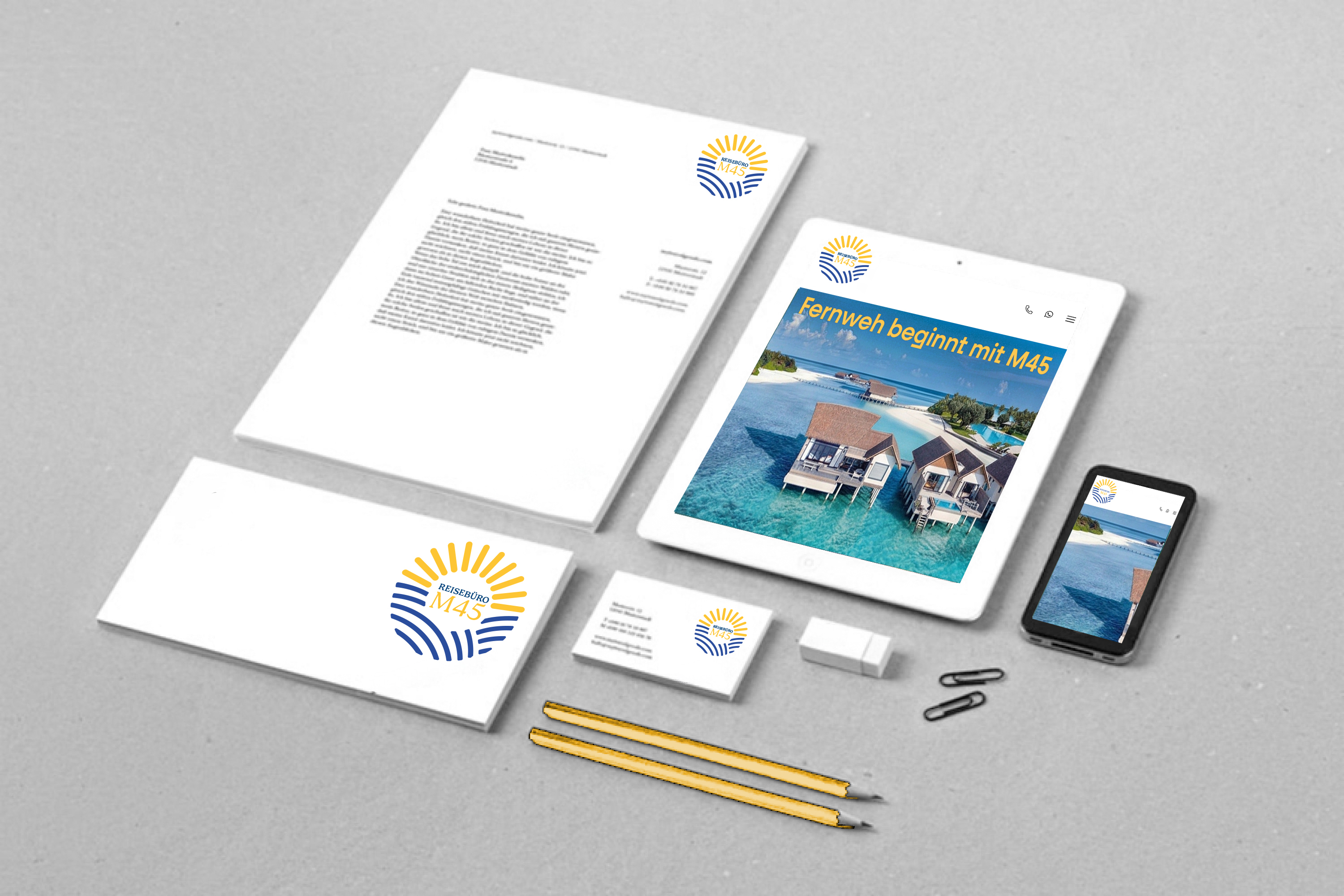 Design von Geschäftsausstattung wie Briefpapier und Visitenkarten